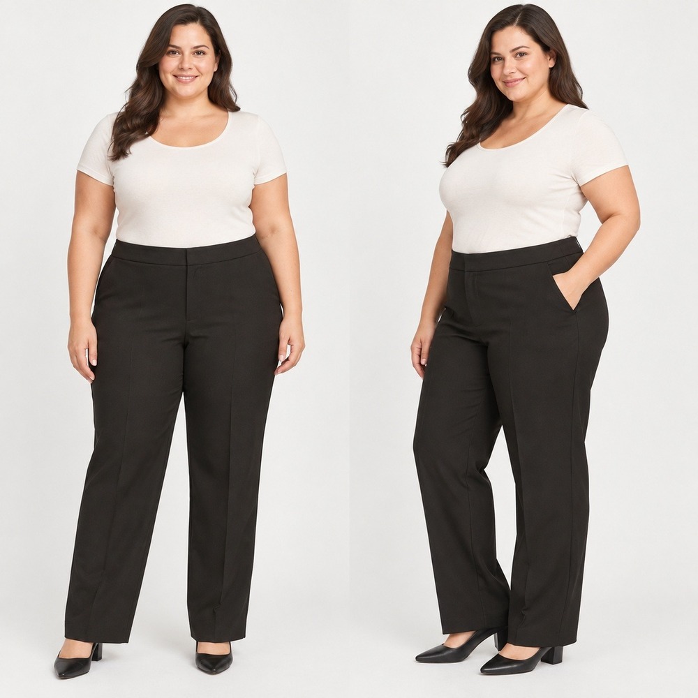 Croft & Barrow Womens 26W Black Curvy Straight Leg Tummy Control Stretch Pants
